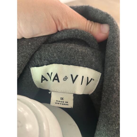 Ava & Viv Wool Blend Pea Coat Coat Dark Gray Size 1x - Picture 6 of 6